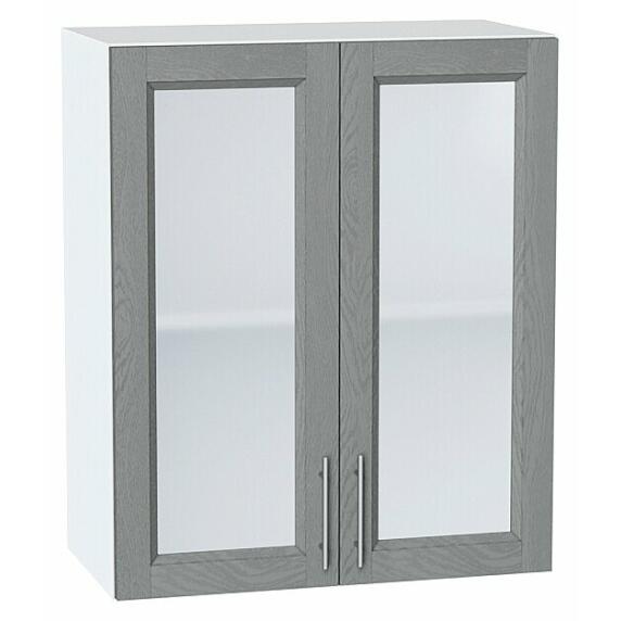 Шкаф верхний с 2-мя остекленными дверцами Сканди Grey Softwood Белый 716*600*320
