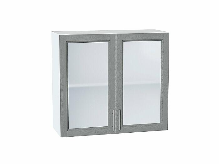 Шкаф верхний с 2-мя остекленными дверцами Сканди Grey Softwood Белый 716*800*320