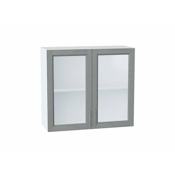 Шкаф верхний с 2-мя остекленными дверцами Сканди Grey Softwood Белый 716*800*320