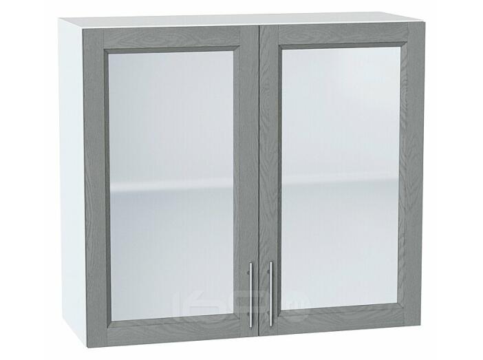 Шкаф верхний с 2-мя остекленными дверцами Сканди Grey Softwood Белый 716*800*320