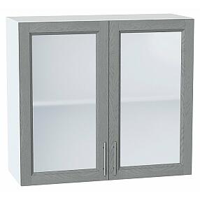 Шкаф верхний с 2-мя остекленными дверцами Сканди Grey Softwood Белый 716*800*320