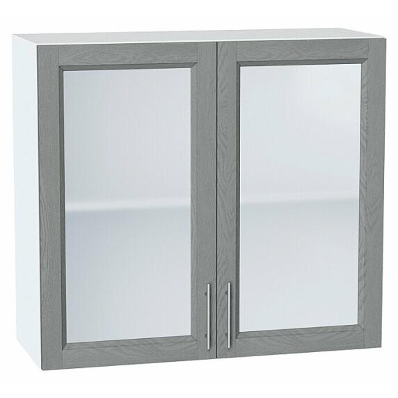 Шкаф верхний с 2-мя остекленными дверцами Сканди Grey Softwood Белый 716*800*320