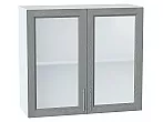 Шкаф верхний с 2-мя остекленными дверцами Сканди Grey Softwood Белый 716*800*320