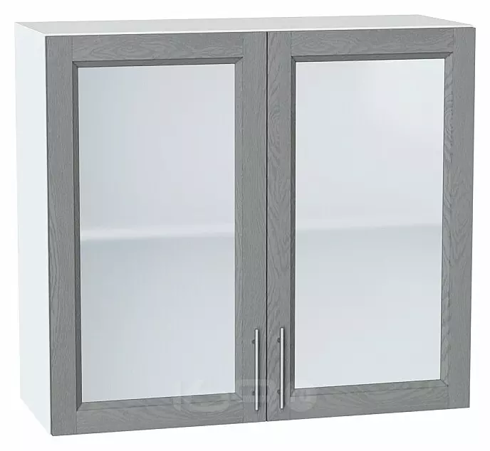 Шкаф верхний с 2-мя остекленными дверцами Сканди Grey Softwood Белый 716*800*320