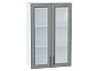Шкаф верхний с 2-мя остекленными дверцами Сканди Grey Softwood Белый 920*600*320