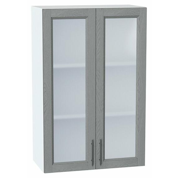 Шкаф верхний с 2-мя остекленными дверцами Сканди Grey Softwood Белый 920*600*320