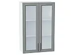 Шкаф верхний с 2-мя остекленными дверцами Сканди Grey Softwood Белый 920*600*320
