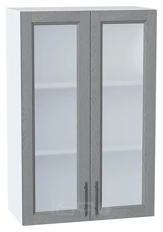Шкаф верхний с 2-мя остекленными дверцами Сканди Grey Softwood Белый 920*600*320