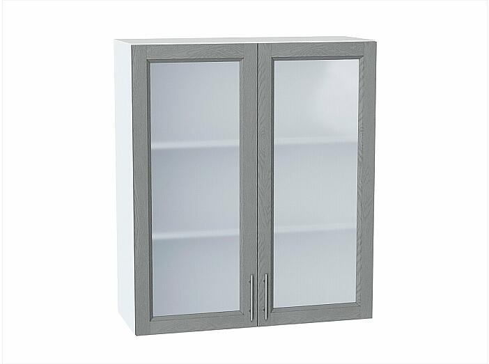 Шкаф верхний с 2-мя остекленными дверцами Сканди Grey Softwood Белый 920*800*320