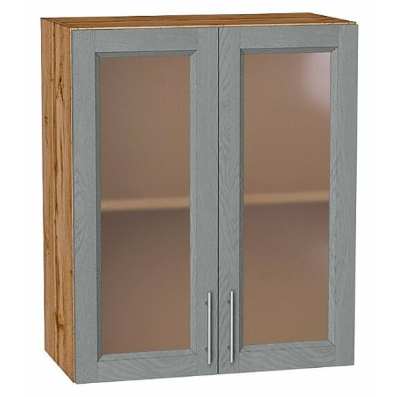 Шкаф верхний с 2-мя остекленными дверцами Сканди Grey Softwood Дуб Вотан 716*600*320