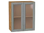 Шкаф верхний с 2-мя остекленными дверцами Сканди Grey Softwood Дуб Вотан 716*600*320