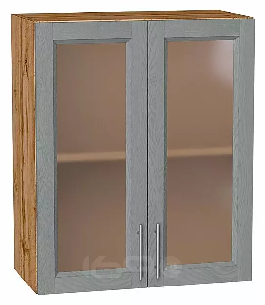 Шкаф верхний с 2-мя остекленными дверцами Сканди Grey Softwood Дуб Вотан 716*600*320