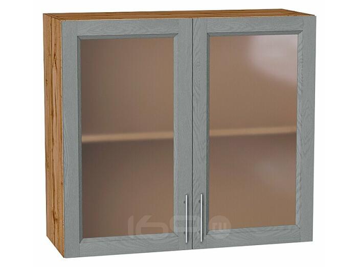 Шкаф верхний с 2-мя остекленными дверцами Сканди Grey Softwood Дуб Вотан 716*800*320
