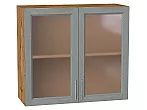 Шкаф верхний с 2-мя остекленными дверцами Сканди Grey Softwood Дуб Вотан 716*800*320