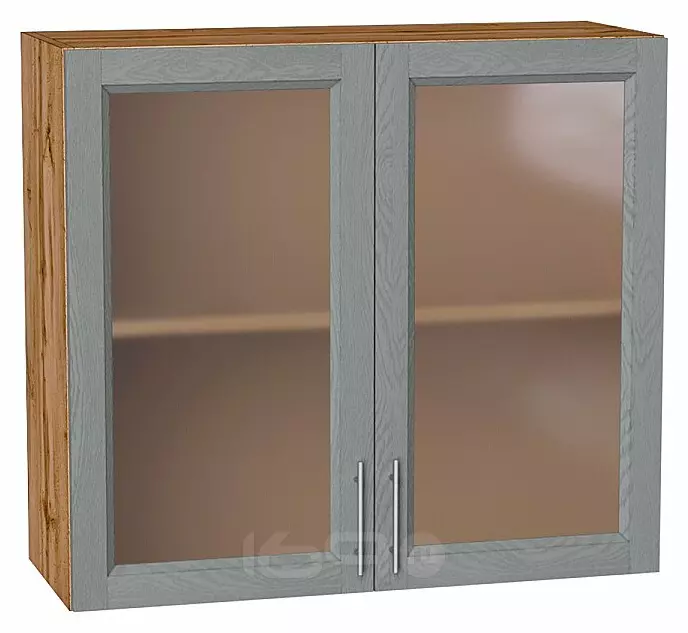 Шкаф верхний с 2-мя остекленными дверцами Сканди Grey Softwood Дуб Вотан 716*800*320