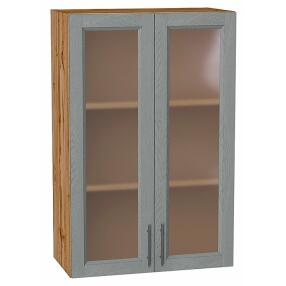 Шкаф верхний с 2-мя остекленными дверцами Сканди Grey Softwood Дуб Вотан 920*600*320