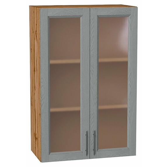 Шкаф верхний с 2-мя остекленными дверцами Сканди Grey Softwood Дуб Вотан 920*600*320