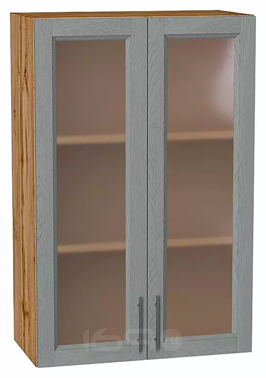 Шкаф верхний с 2-мя остекленными дверцами Сканди Grey Softwood Дуб Вотан 920*600*320
