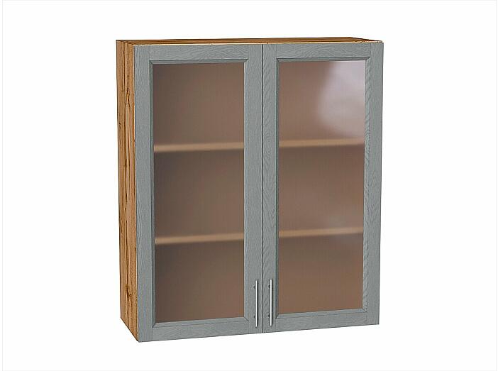 Шкаф верхний с 2-мя остекленными дверцами Сканди Grey Softwood Дуб Вотан 920*800*320