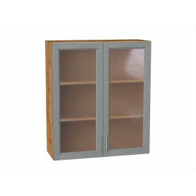 Шкаф верхний с 2-мя остекленными дверцами Сканди Grey Softwood Дуб Вотан 920*800*320