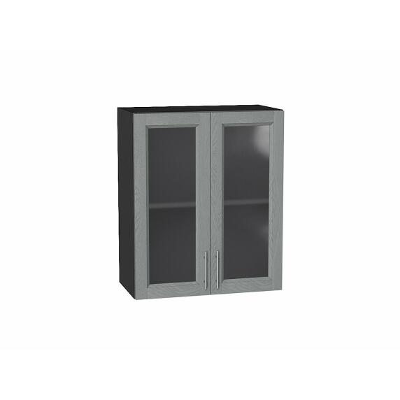 Шкаф верхний с 2-мя остекленными дверцами Сканди Grey Softwood Graphite 716*600*320
