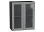 Шкаф верхний с 2-мя остекленными дверцами Сканди Grey Softwood Graphite 716*600*320