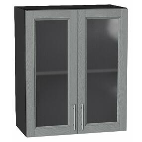 Шкаф верхний с 2-мя остекленными дверцами Сканди Grey Softwood Graphite 716*600*320