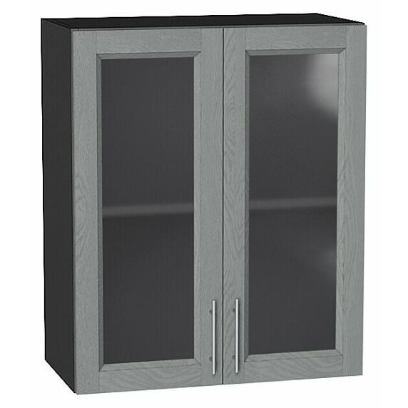 Шкаф верхний с 2-мя остекленными дверцами Сканди Grey Softwood Graphite 716*600*320