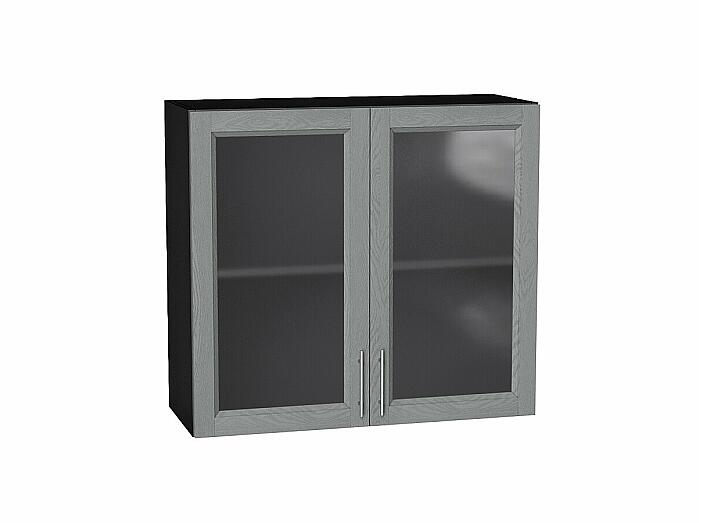 Шкаф верхний с 2-мя остекленными дверцами Сканди Grey Softwood Graphite 716*800*320