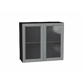 Шкаф верхний с 2-мя остекленными дверцами Сканди Grey Softwood Graphite 716*800*320