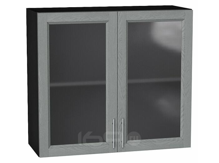 Шкаф верхний с 2-мя остекленными дверцами Сканди Grey Softwood Graphite 716*800*320