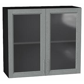 Шкаф верхний с 2-мя остекленными дверцами Сканди Grey Softwood Graphite 716*800*320