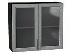 Шкаф верхний с 2-мя остекленными дверцами Сканди Grey Softwood Graphite 716*800*320