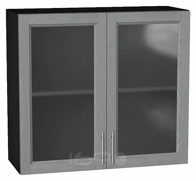 Шкаф верхний с 2-мя остекленными дверцами Сканди Grey Softwood Graphite 716*800*320