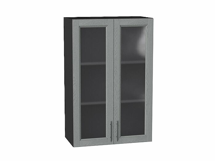 Шкаф верхний с 2-мя остекленными дверцами Сканди Grey Softwood Graphite 920*600*320