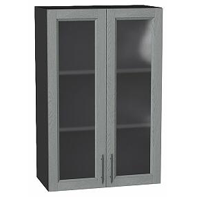 Шкаф верхний с 2-мя остекленными дверцами Сканди Grey Softwood Graphite 920*600*320