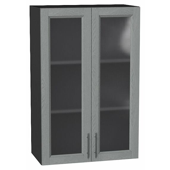 Шкаф верхний с 2-мя остекленными дверцами Сканди Grey Softwood Graphite 920*600*320