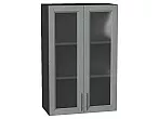 Шкаф верхний с 2-мя остекленными дверцами Сканди Grey Softwood Graphite 920*600*320