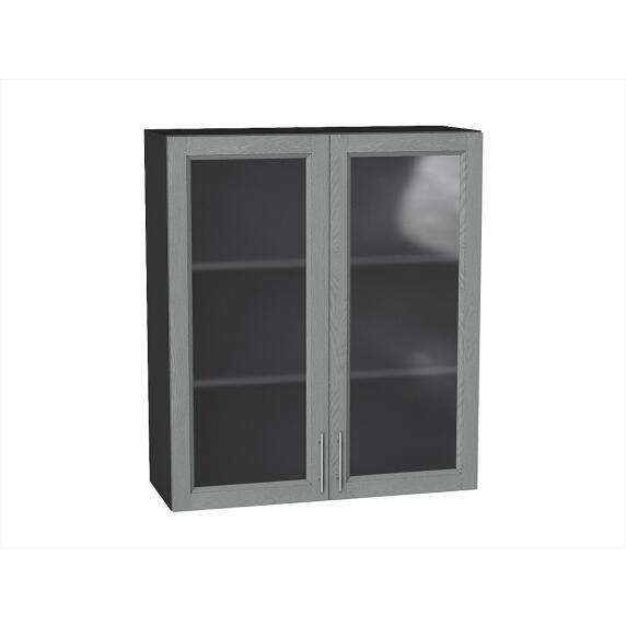 Шкаф верхний с 2-мя остекленными дверцами Сканди Grey Softwood Graphite 920*800*320