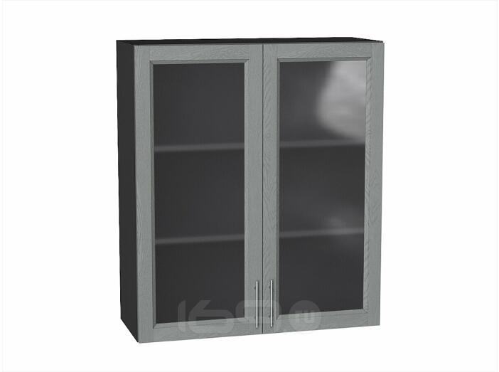 Шкаф верхний с 2-мя остекленными дверцами Сканди Grey Softwood Graphite 920*800*320