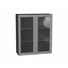 Шкаф верхний с 2-мя остекленными дверцами Сканди Grey Softwood Graphite 920*800*320