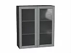 Шкаф верхний с 2-мя остекленными дверцами Сканди Grey Softwood Graphite 920*800*320