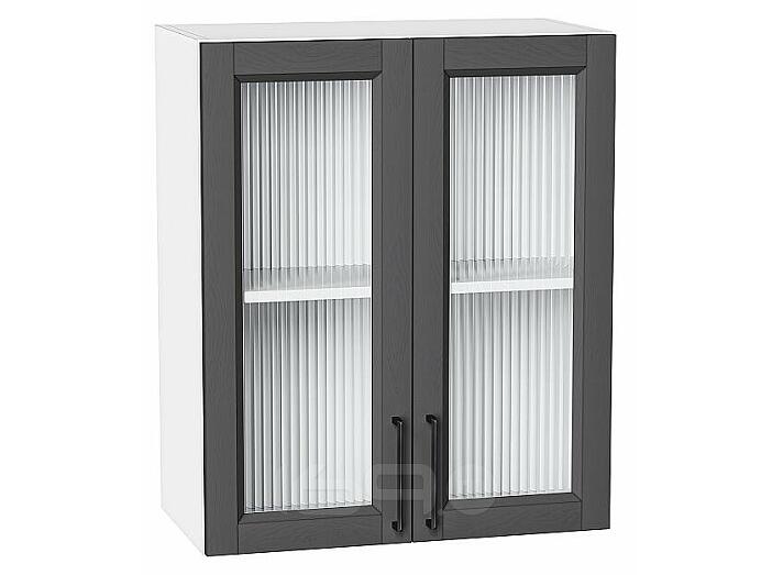 Шкаф верхний с 2-мя остекленными дверцами Сканди Stormy Silkwood/Белый 716*600*320