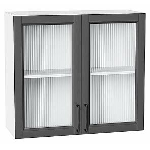 Шкаф верхний с 2-мя остекленными дверцами Сканди Stormy Silkwood/Белый 716*800*320