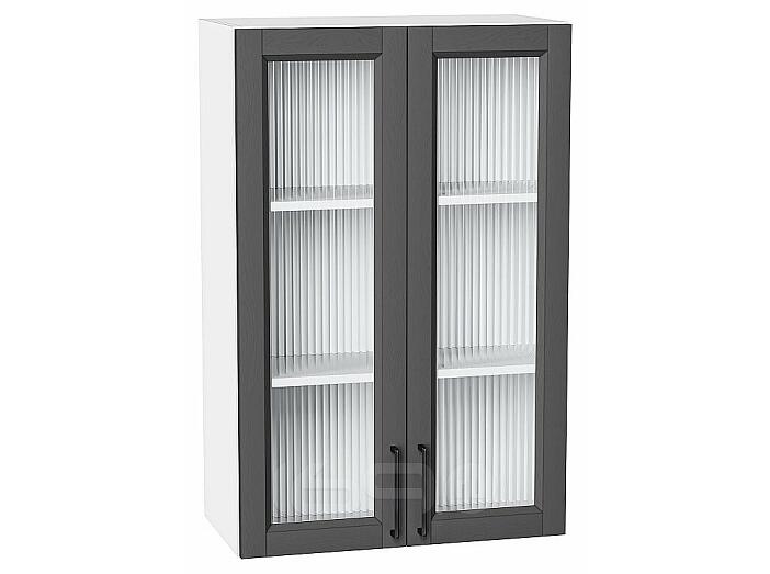 Шкаф верхний с 2-мя остекленными дверцами Сканди Stormy Silkwood/Белый 920*600*320