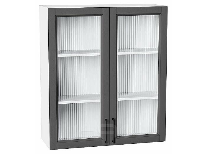 Шкаф верхний с 2-мя остекленными дверцами Сканди Stormy Silkwood/Белый 920*800*320