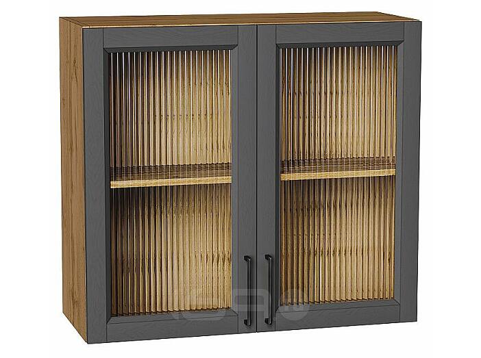 Шкаф верхний с 2-мя остекленными дверцами Сканди Stormy Silkwood/Дуб Вотан 716*800*320