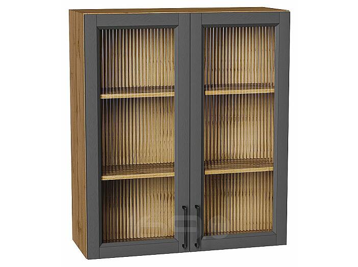 Шкаф верхний с 2-мя остекленными дверцами Сканди Stormy Silkwood/Дуб Вотан 920*800*320