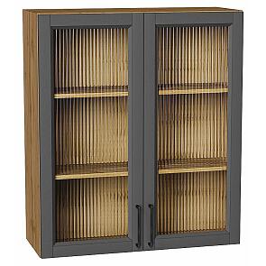 Шкаф верхний с 2-мя остекленными дверцами Сканди Stormy Silkwood/Дуб Вотан 920*800*320