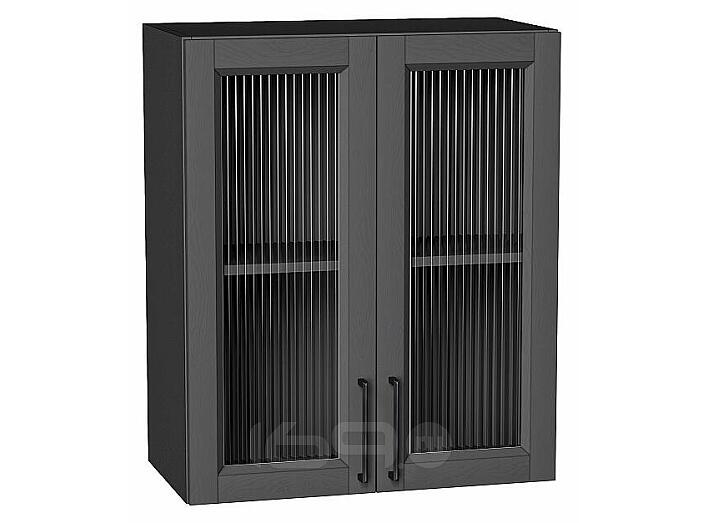 Шкаф верхний с 2-мя остекленными дверцами Сканди Stormy Silkwood/Graphite 716*600*320